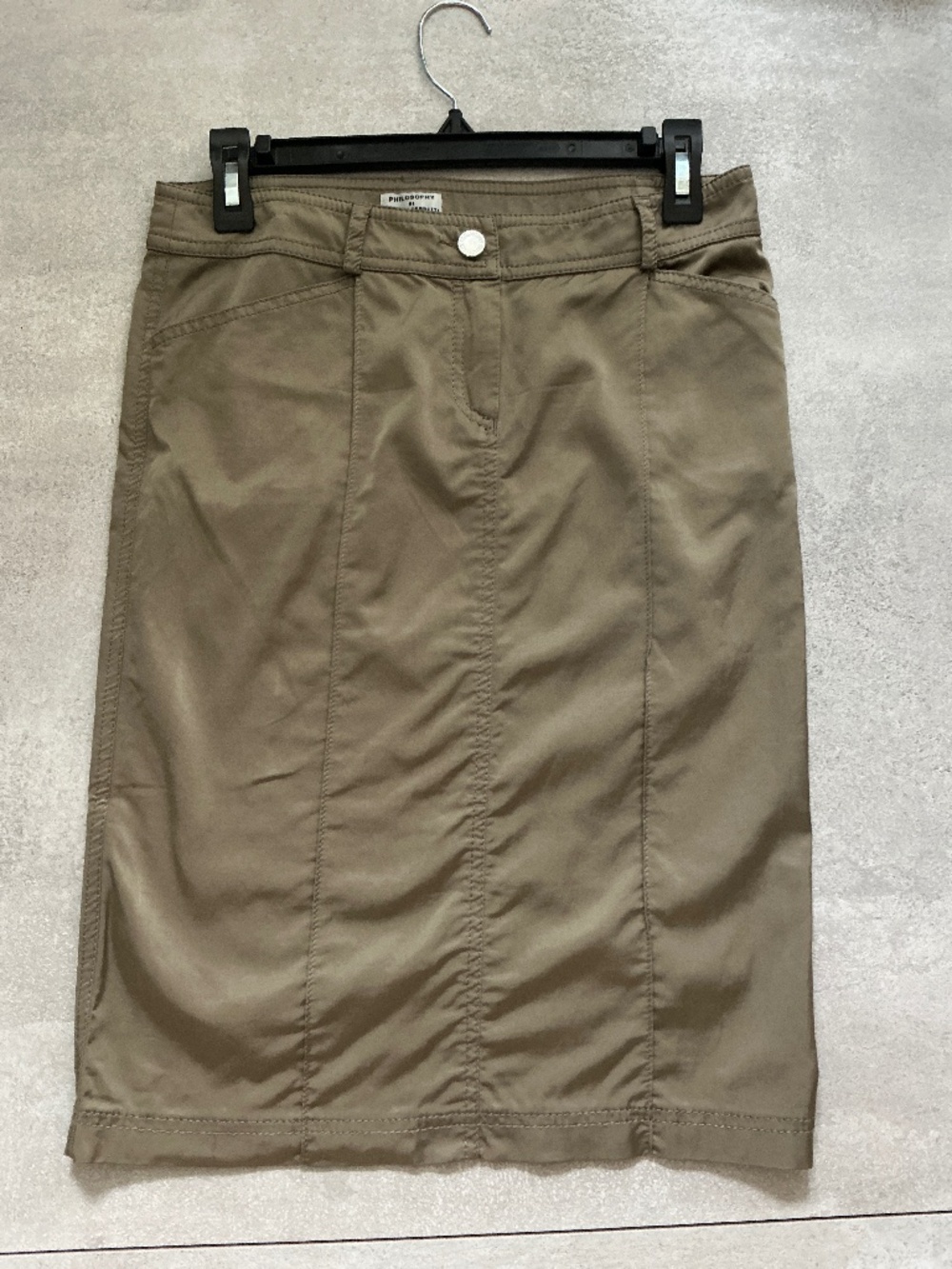 Philosophy by Alberta Ferretti Khaki Satin Skirt – Made in Italy